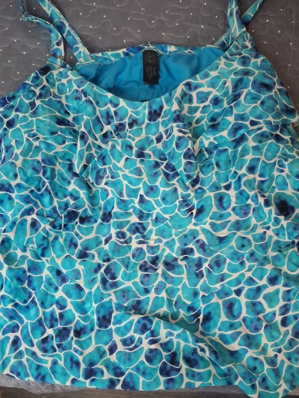Smart & Sexy Blue Turquoise Print Tankini Top size 2X